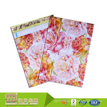 Water Resistant Vibrant Print Rose Design Biodegradable Plastic Custom Shipping Bags For Clothing